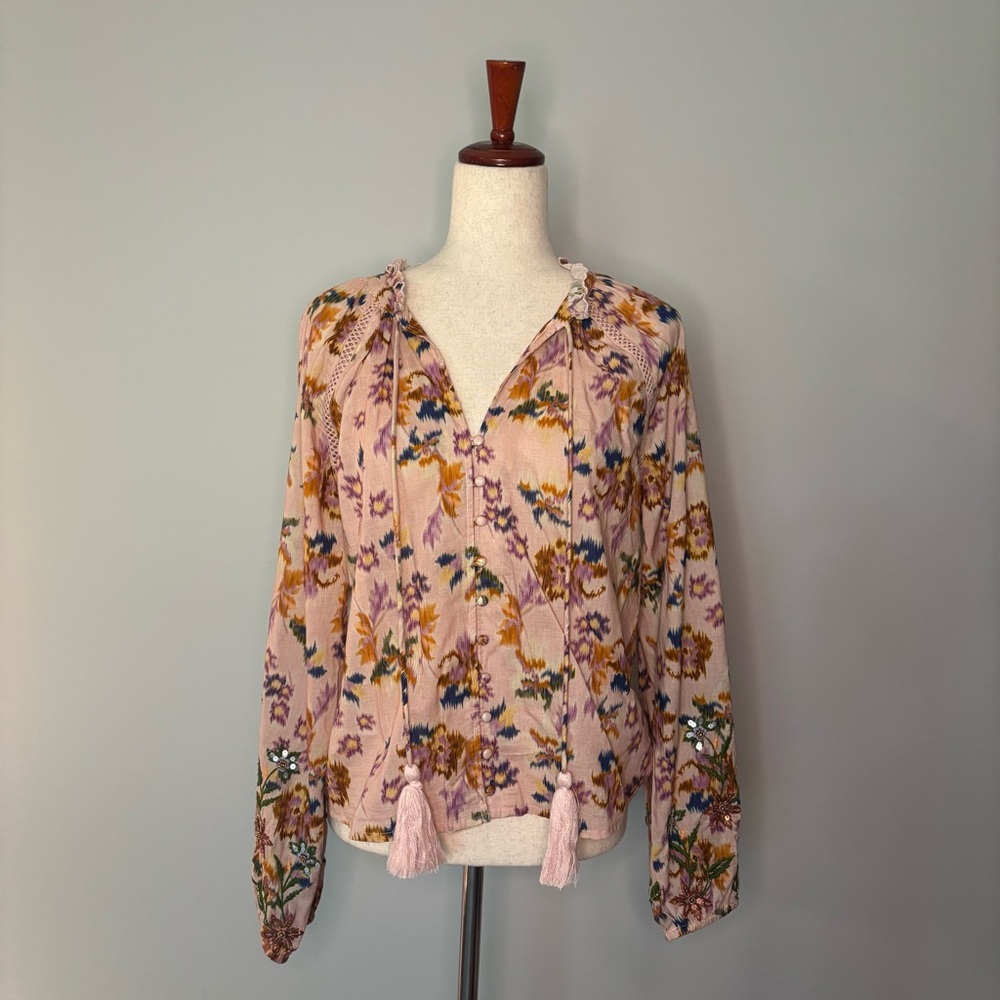 Allison New York Pink Geometric Blouse size S